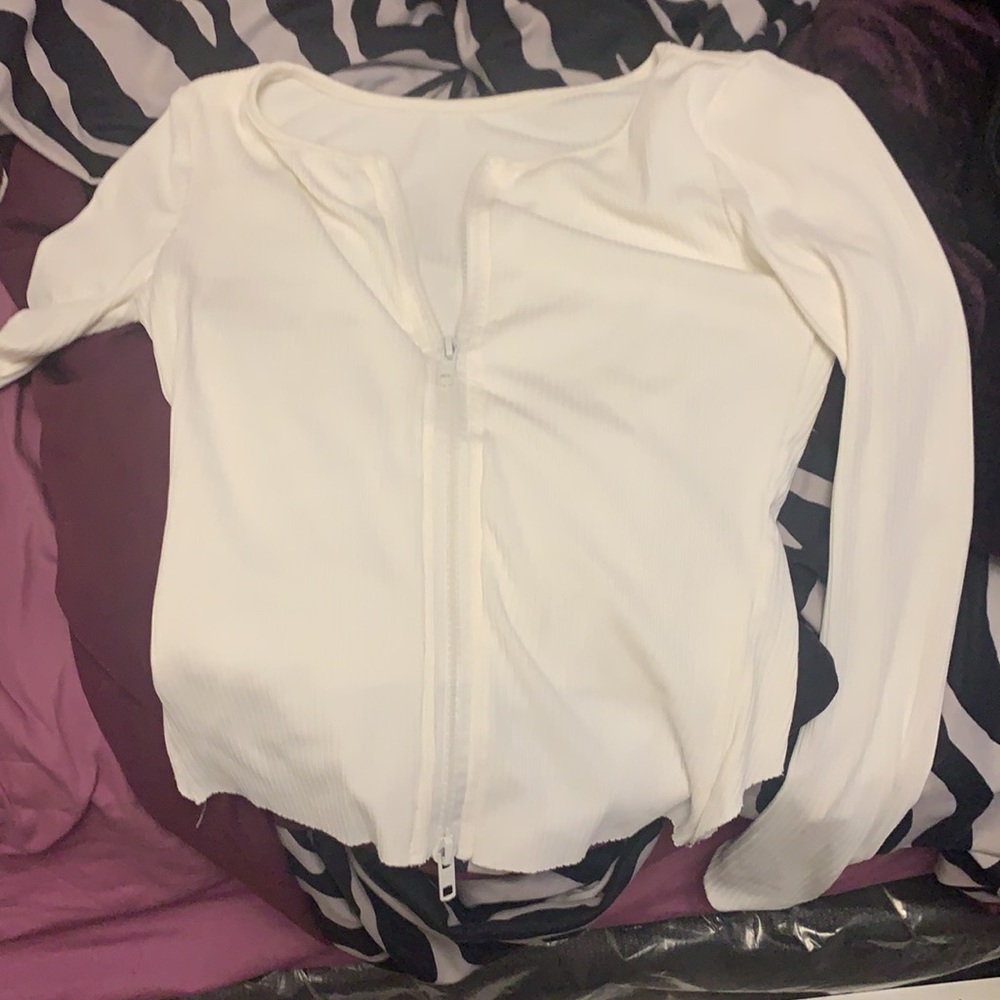 White Zipper Top - Picture 2 of 2